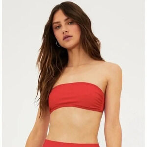 Andie Swim The Bora Bora Top Chili Pepper Red Eco Nylon Size XL